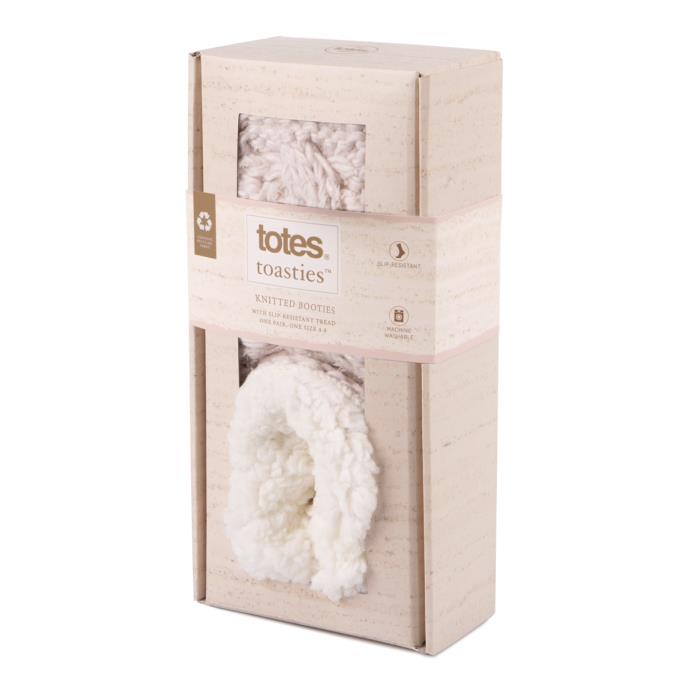 totes toasties® Ladies Chunky Knitted Booties Cream Extra Image 1